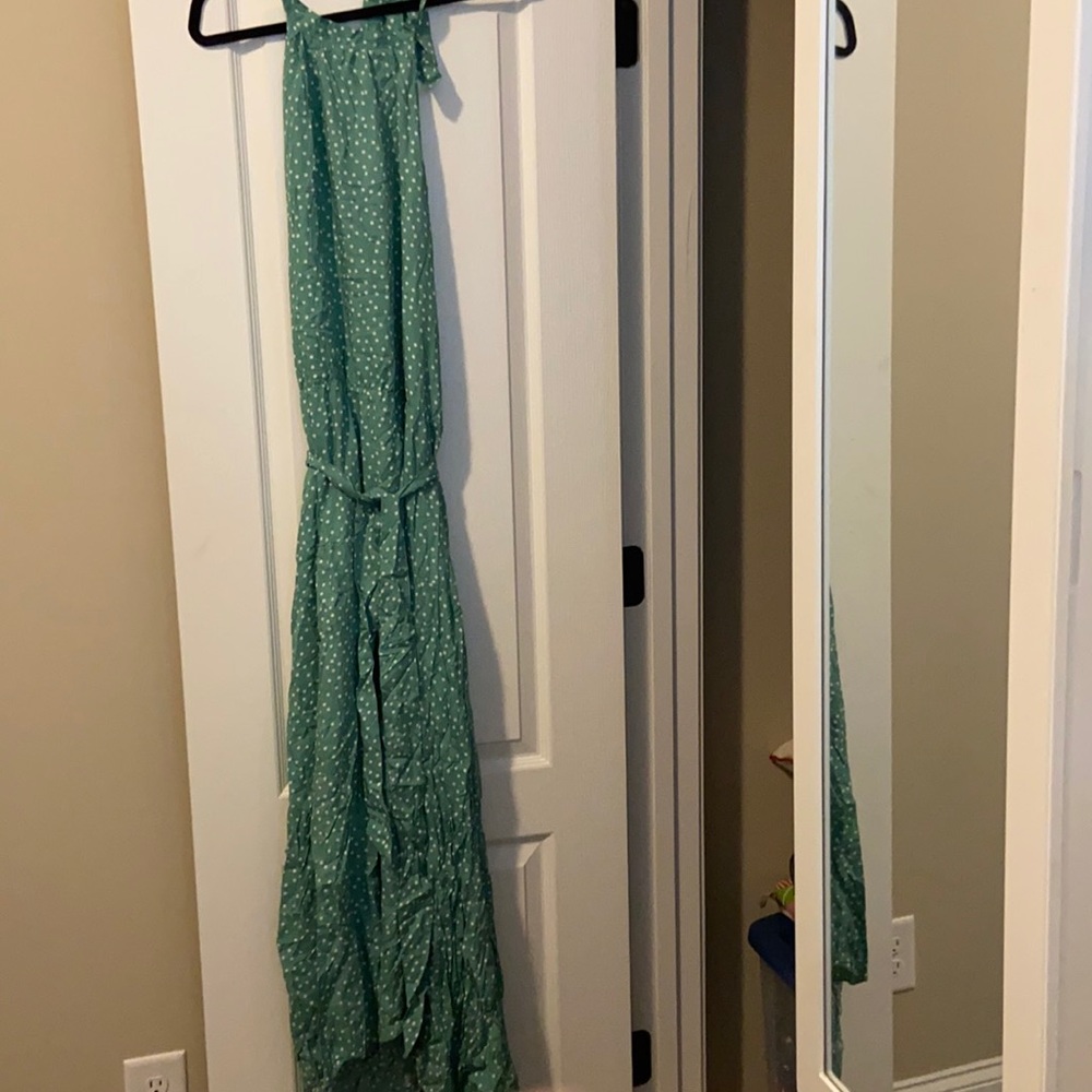 Green ruffle dress